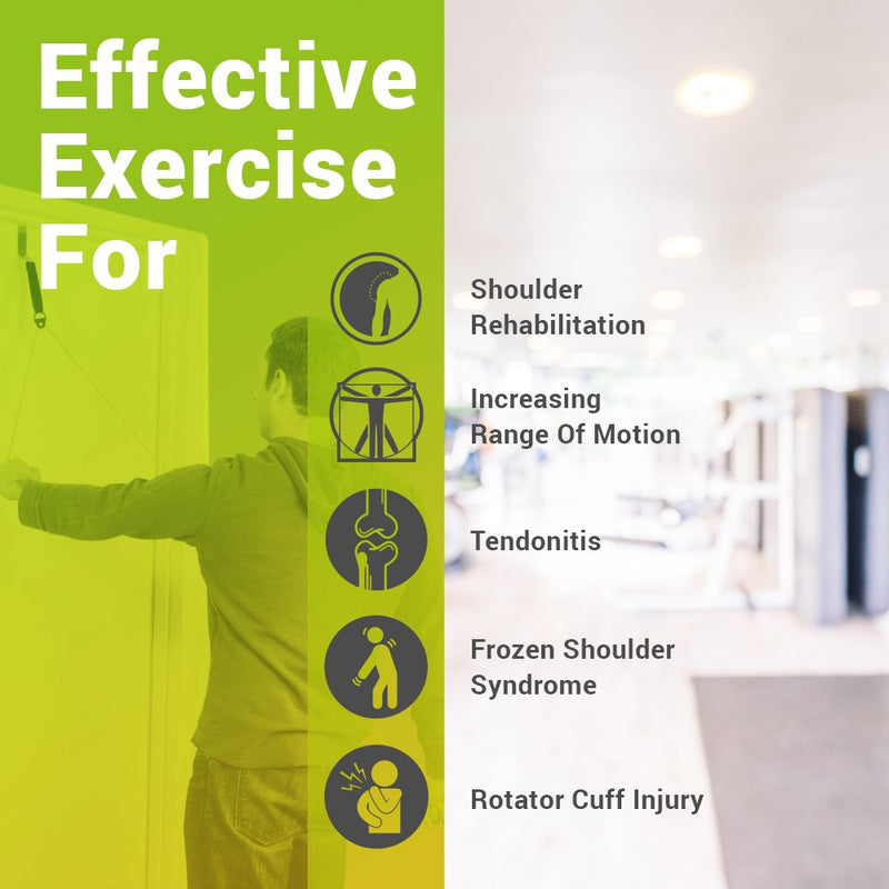 BodyHealt Overhead Shoulder Pulley - Door Exercise Equipment for Back Workout & Arm Exercise. Exercise Pulley Over The Door for Shoulder Rehab. Range of Motion Exerciser & Rehab Pulley System (Strap)