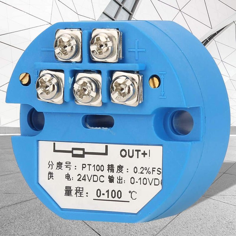Temperature Transmitter, PT100 Temperature Sensor DC24V Output -50~400 Degree 0~10V Temperature Transmitter with 1M Sensor