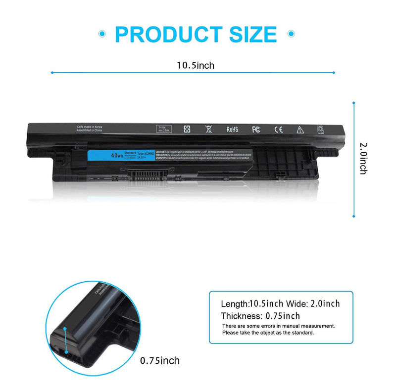 40WH XCMRD 14.8V Battery for Dell Inspiron 15 3000 Series 15 3521 3537 3531 3542 3543 3541 3878 15R 5521 5537 17 3721 3737 17R 5737 5721 14 3421 3442 3443 Latitude 3440 3540 P28F P40F P26E T1G4M 49VTP