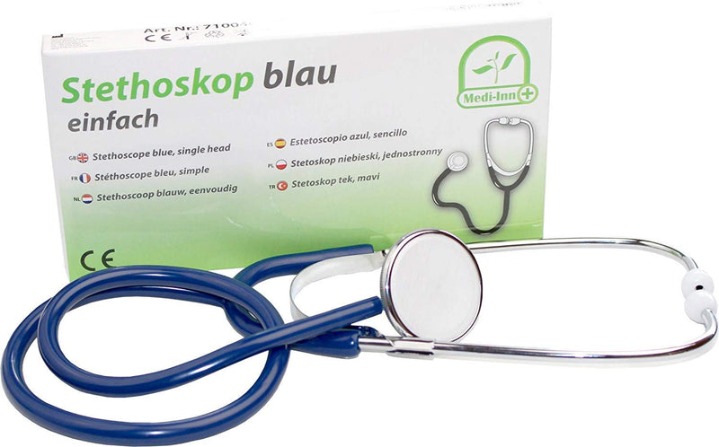 Medi-Inn flat head stethoscope | ultralight, nickel-free | clear noise transmission | flexible Y-hose with chest piece | blue