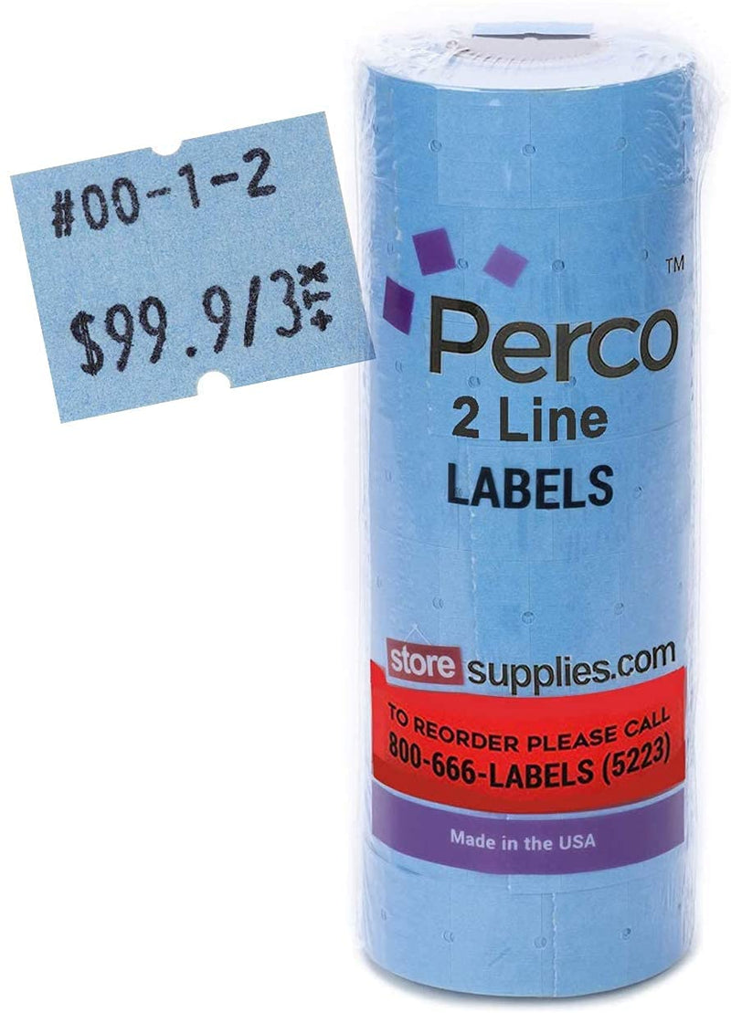 Perco 2 Line Blue Labels - 1 Sleeve, 6,000 Blank Pricing Labels for Perco 2 Line Price and Date Guns