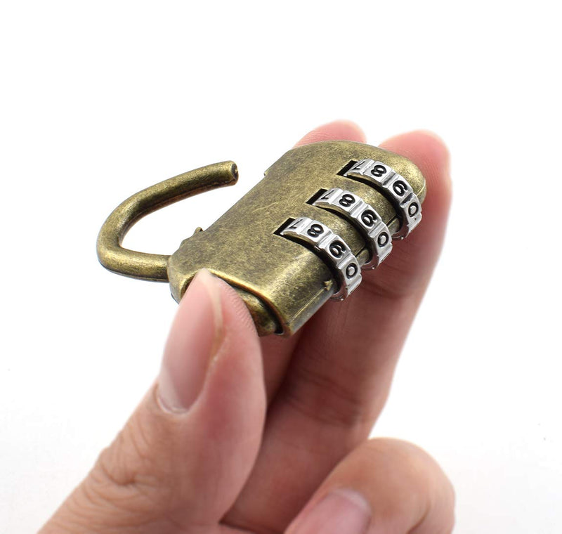 SDTC Tech 2-Pack Mini Antique Password Padlock Retro Vintage Style Handbag Shape Bronze Locks
