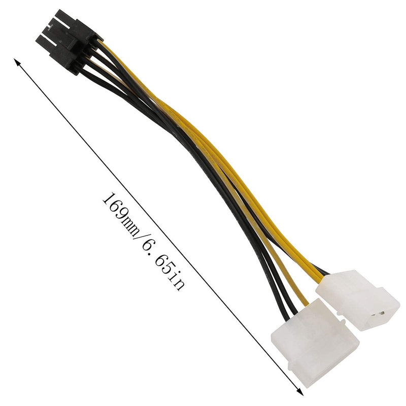 E-outstanding 2PCS 20cm Dual Molex 4-Pin Male to 8-Pin Male PCI Express Power Converter Cable for Video Card Pci-e ATX PSU Power Supply