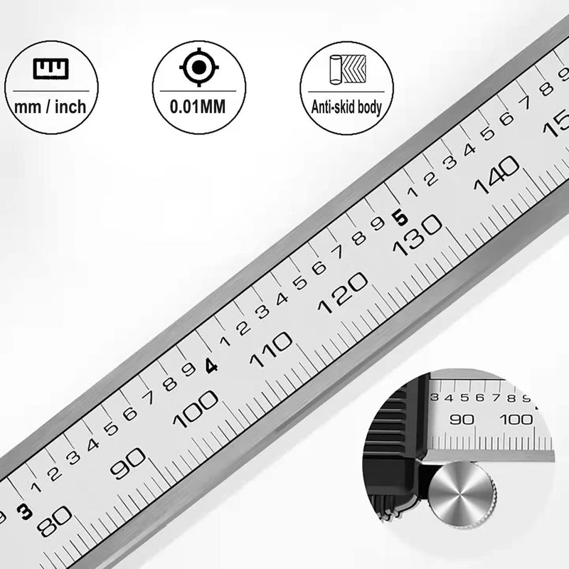 Simhevn Electronic Digital Caliper,inch and mm Conversion,LCD Screen displays 0-6"Caliper Measuring Tool,Automatic Shutdown,Suitable for DIY/Jewelry Measurement (NEW150mm Black Stainless Steel) NEW 150mm Black Stainless steel
