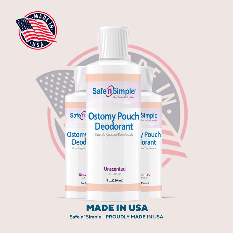 Safe n' Simple Ostomy Pouch Deodorant, Safe Deodorant for Ostomy Odor Removal, Blue Formulation Ostomy Deodorant, 8 Fluid Ounce 8 Ounce