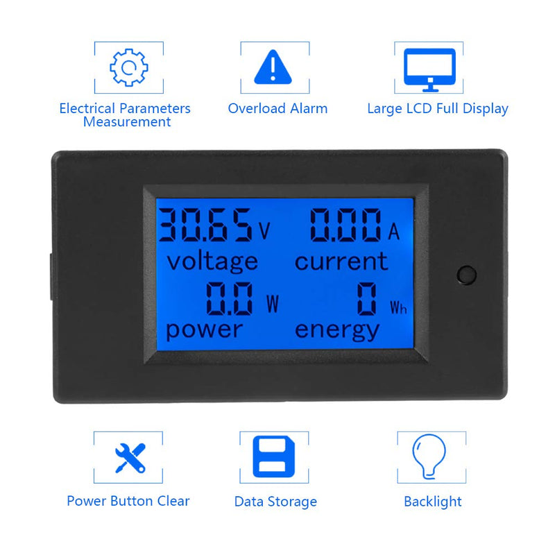 PEACEFAIR PZEM-051 LCD Display DC 6.5-100V Digital Electric Power Energy Voltage Current Meter Power Energy Battery Monitor Amperage Meter Gauge with Built-in Shunt(50A Shunt)