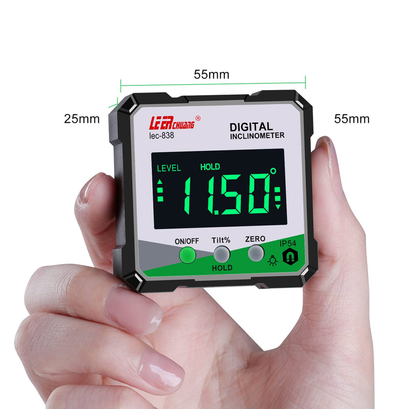 Digital Angle Finder, LEERCHUANG Inclinometer Angle Measuring Tool with Magnetic Base, Digital Protractor/Protractor for Woodworking, Carpentry, Building, Automotive, Masonry Black
