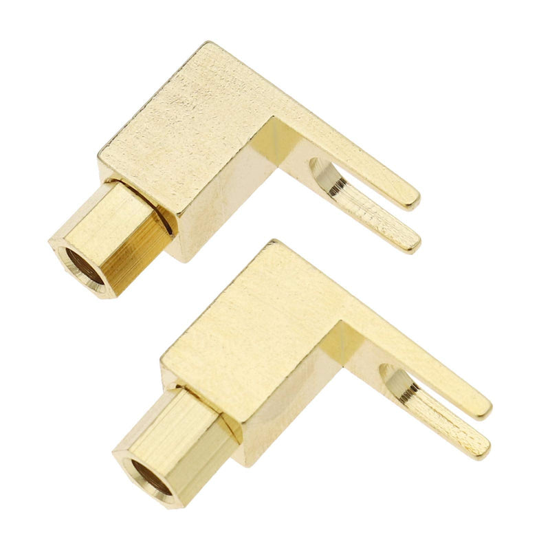 Creative-Idea 4pcs Brass Gold Plating Banana to Spade Adapter Connector 2 Screw-in Angles for Audio Cables Adapters