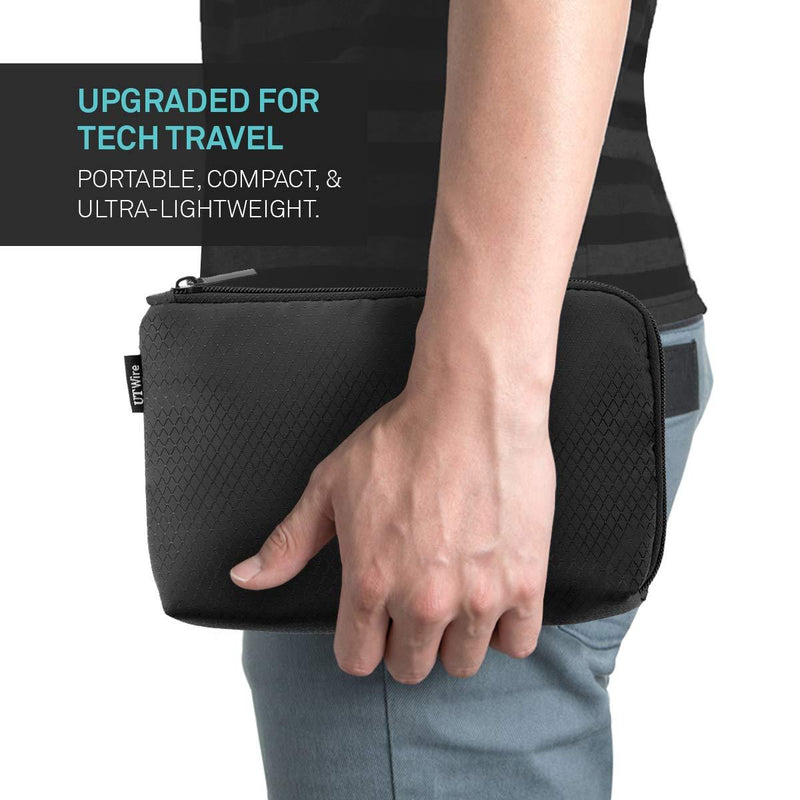 UT Wire Pocket Travel Organizer Case with Zipper for Charger, Cable, Power Bank, Flash Memory Accessories Holder in Black 1-Pack 1 Pack