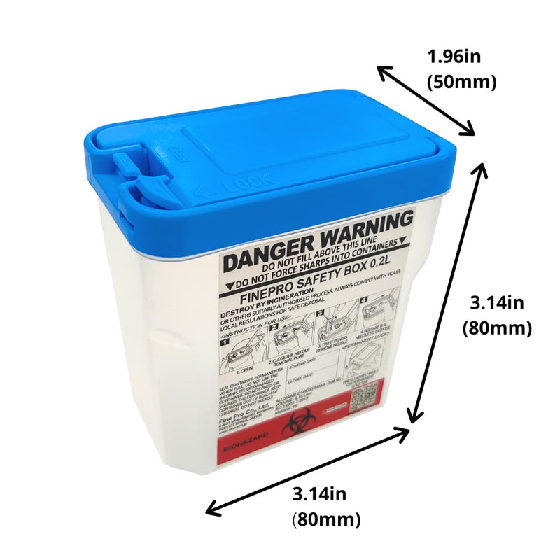 FINEPRO 0.2L Size Portable Pen-Needle Disposal Container Diabetes Care (0.2L, Blue+Clear, 1)