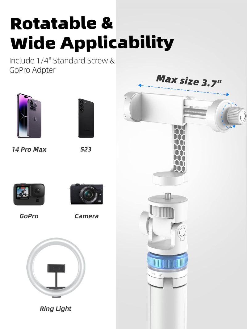 [Newest] 62" Selfie Stick Tripod with Remote - Kaiess iPhone Tripod Stand, Wider Legs & Thicker Tube iPhone Tripod with Rotation Phone Holder Fit for iPhone 14 13 12 Pro Max/Samsung/Camera/GoPro