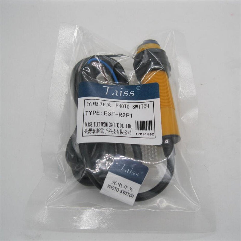 Taiss photoelectric Switch M18 2m Sensing 6-36VDC 3 Wire PNP NO（Normally Open） retroreflective Cylinder Amplifier photoelectric Sensor Switch E3F-R2P1