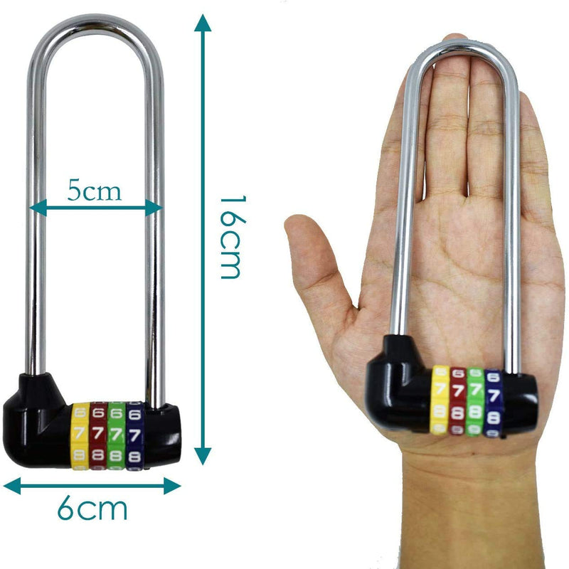 5 inch (12.5cm) Long Shackle Beam Gym Locker Lock, 4 Digit Combination Lock,Safety Padlock for Cabinet Door Handles Bike School Gym Locker,Sports Locker,Fence,Toolbox,Case,Hasp Storage,Box