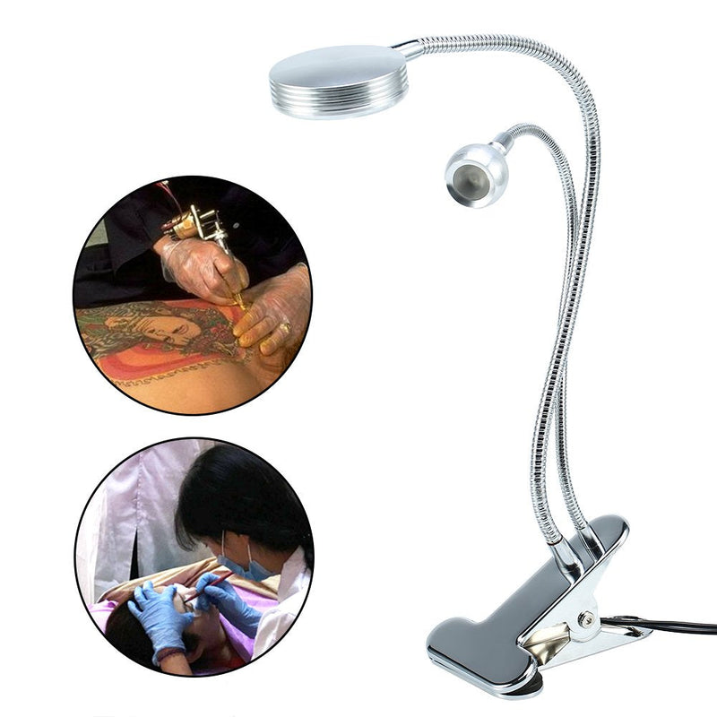 Adjustable Gooseneck Light Clip on Double Headed LED Lamp, 2in1 Portable USB Desk Light For Reading, BBQ, Makeup Tattoo Manicure Lash Extension