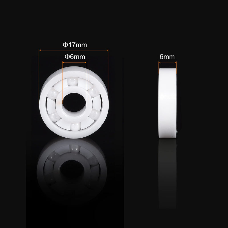 uxcell 606 Full Ceramic Bearings 6x17x6mm Deep Groove Miniature Ball Bearing Zirconia (ZrO2)