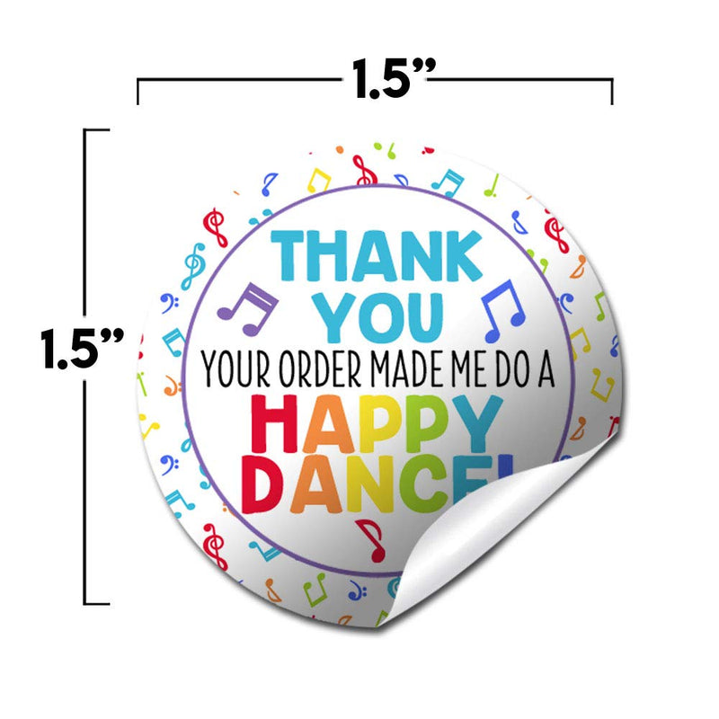 Happy Dance Music Themed Thank You Customer Appreciation Sticker Labels for Small Businesses, 60 1.5" Circle Stickers by AmandaCreation, Great for Mailing Envelopes, Postcards, Direct Mail, More!