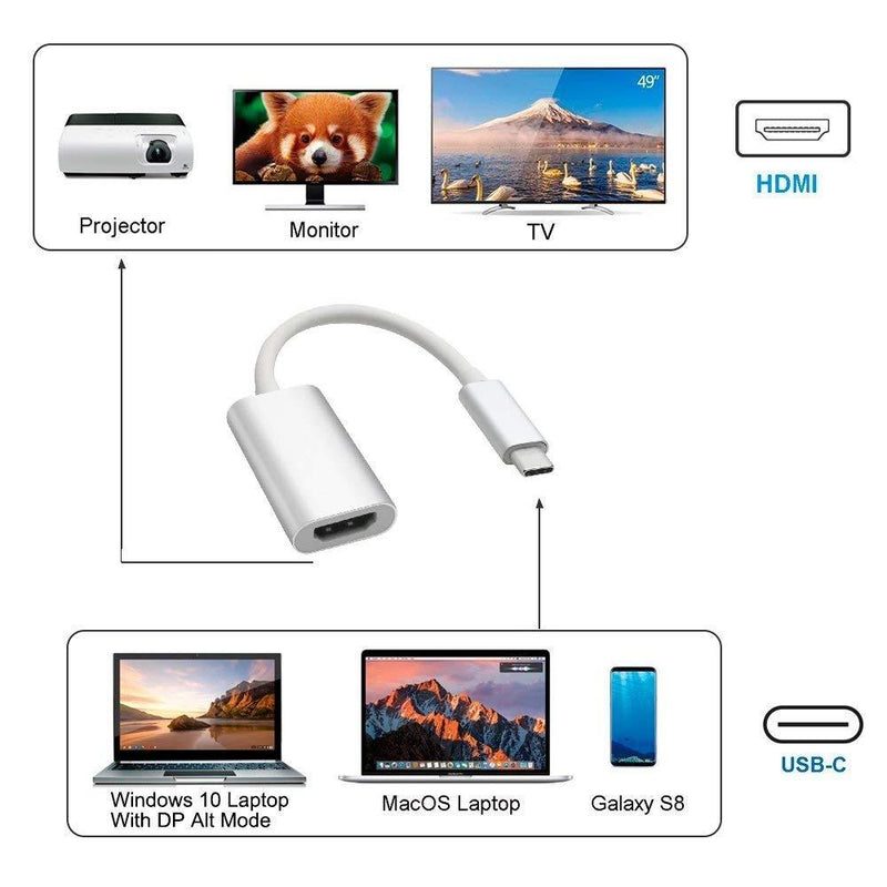 USB C to HDMI Adapter, Type C to HDMI Converter (Thunderbolt 3 Compatible) 4K@30Hz for MacBook Pro, Google Chromebook Pixel,Dell XPS Samsung Galaxy S8/9/10Note 8/9, iMac and More USB C to HDMI