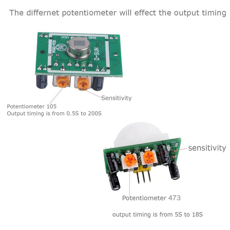 Geekstory 5Pcs HC-SR501 Pir Infrared IR Sensor Body Motion Module DC 4.5-20V with 5Pcs 5V Electromagnetic Active Buzzer for Arduino 5pcs HC-SR501+Active Buzzer