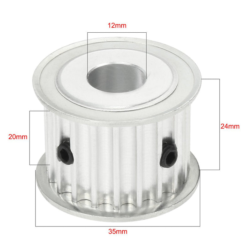 uxcell Aluminum 20 Teeth 12mm Bore 5mm Pitch Timing Belt Pulley for 20mm Belt