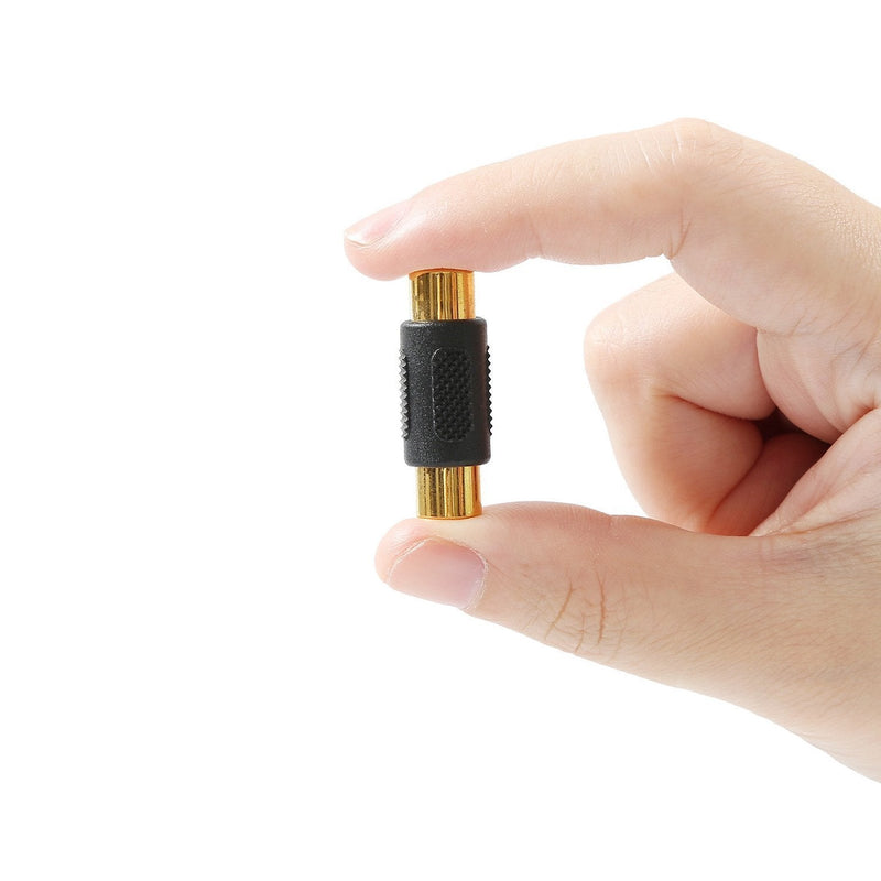 Electop 10 Pack RCA Female to Female Coupler Audio Video Gold Adapter Black