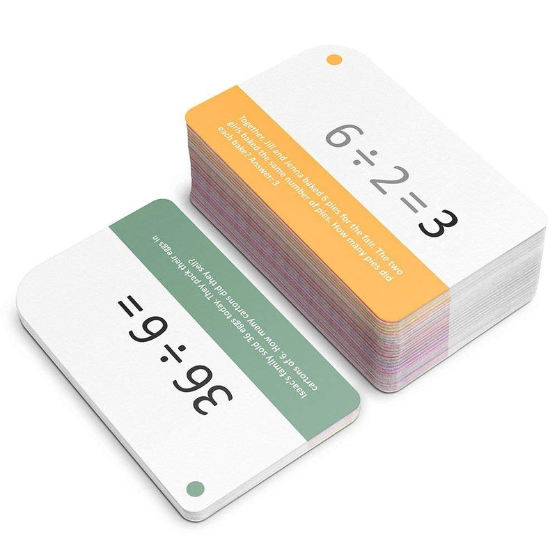 Division Math Flash Cards with Word Problems Includes 175 Self-Checking Cards, All Facts 0-12 for Early Grade Teaching by Pint-Size Scholars