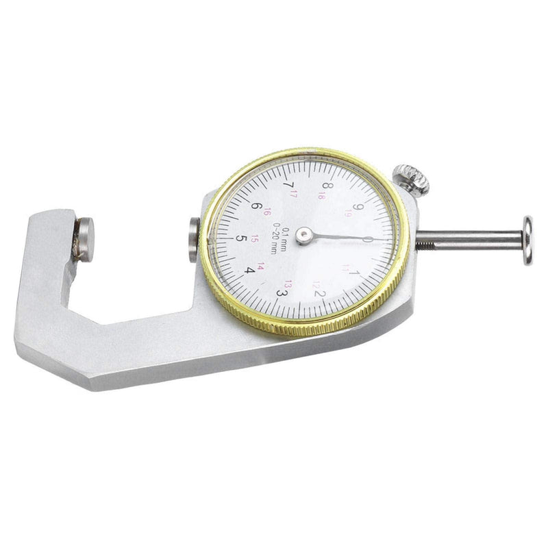 Silver Thickness Gauge Round Dial Indicator Portable Accurate Measuring Jewelry Leather Board Equipment 020mm (Flat Head Thickness Gauge)