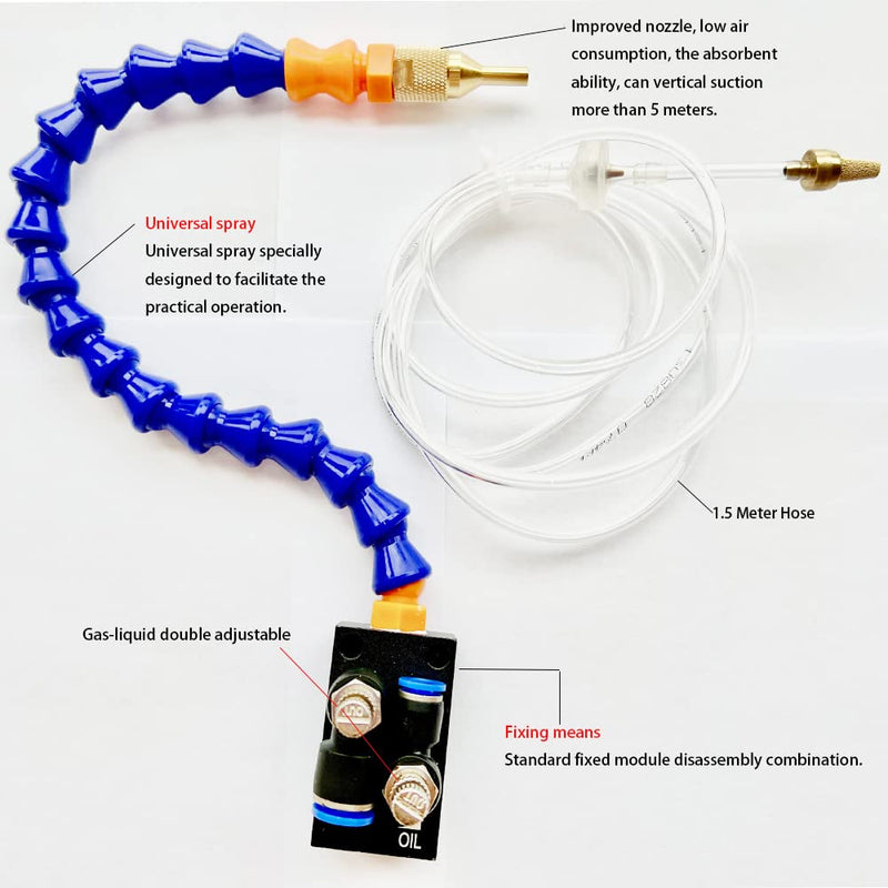 Upgrade Version Mist Coolant Lubrication Spray System for Metal Cutting Engraving Cooling Sprayer Machine for Air Pipe CNC Lathe Milling Drill