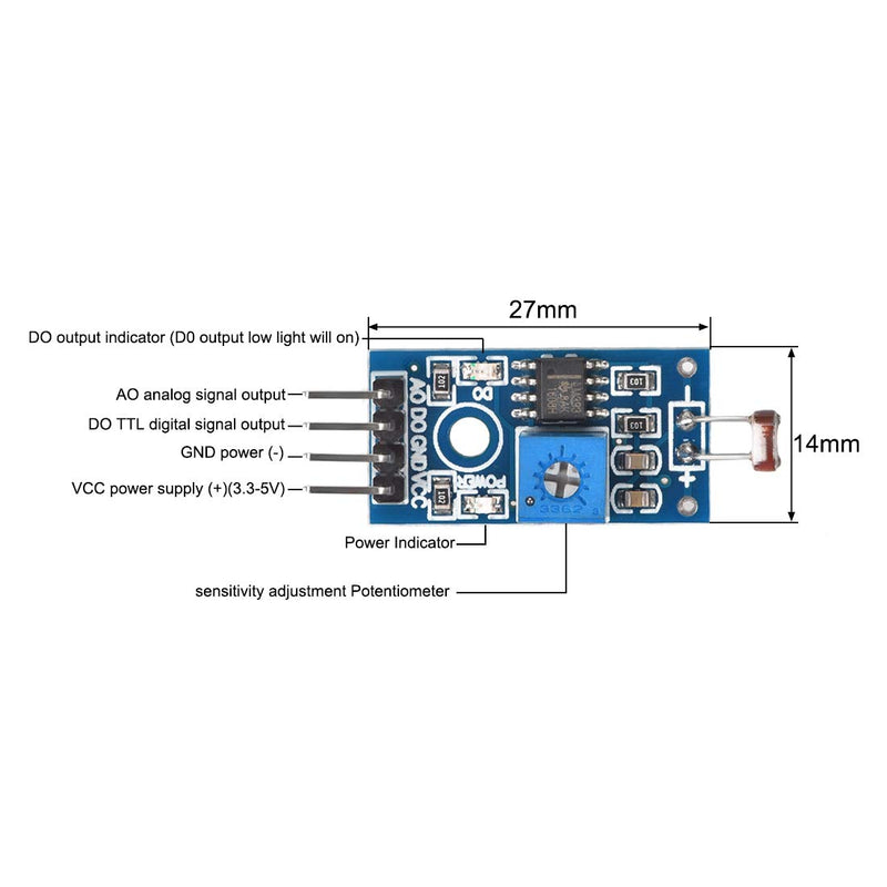uxcell Photosensitive Sensor Module Digital Light Intensity Detection 4pins DC 3.3-5V for Arduino UNO 5pcs