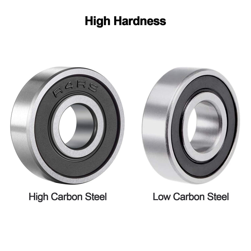 10 Pack R4-RS Ball Bearing, Premium Sealed Radial C3 EMQ, 1/4"x5/8"x10/19"-Chrome Steel