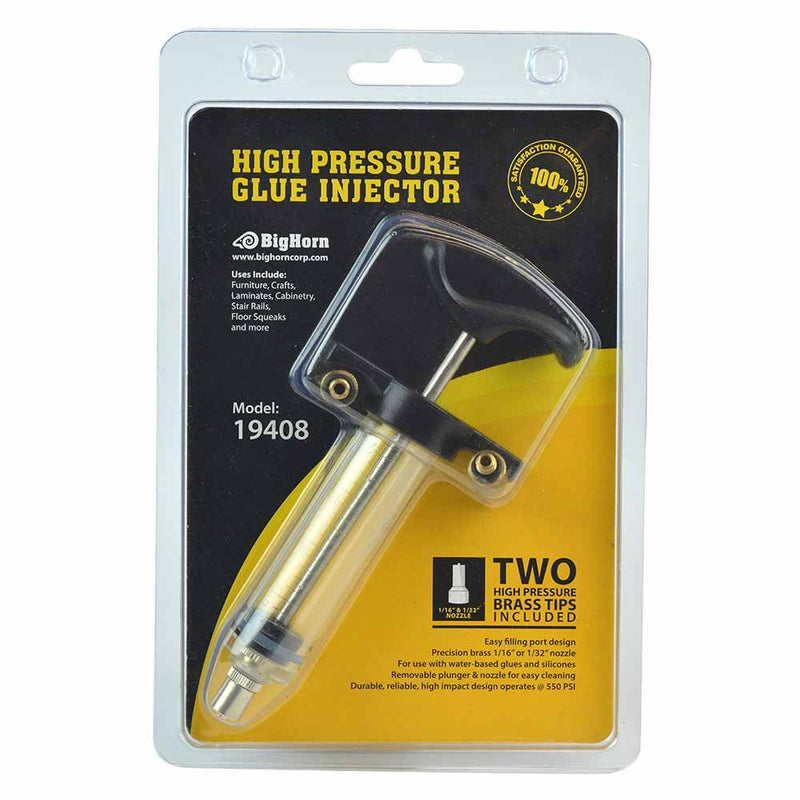 Big Horn 19408 High Pressure Glue Injector with 2 Brass Tips