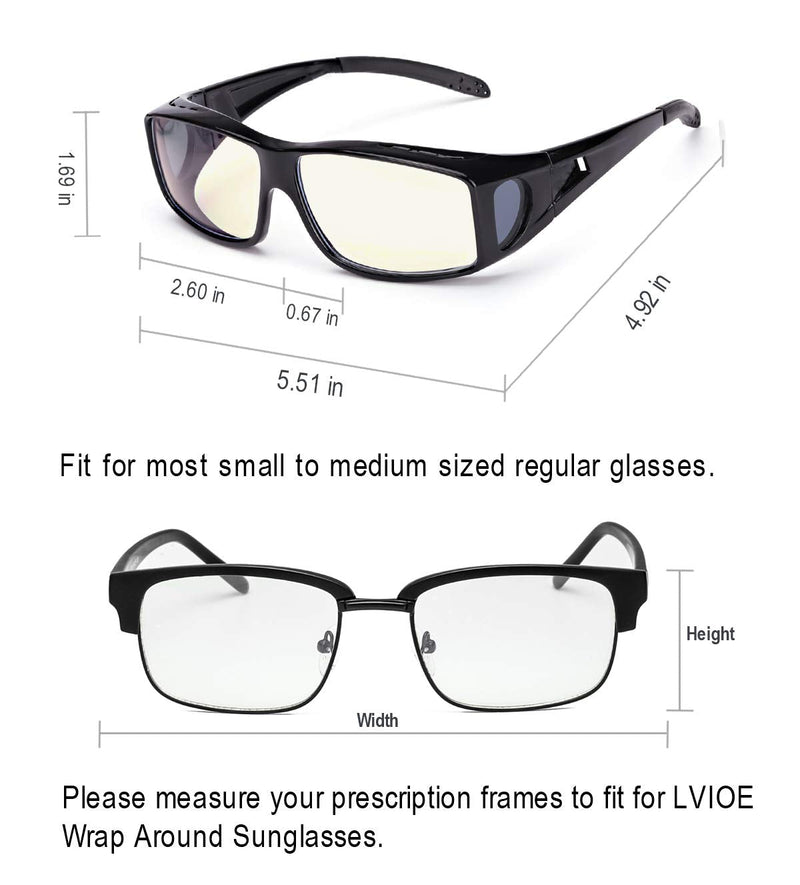 LVIOE Fit Over Blue Light Blocking Glasses and Computer Eyewear- Wear Over Prescription Glasses/ Reading Glasses/ RX Glasses Black Frame Anti Blue Light Glasses