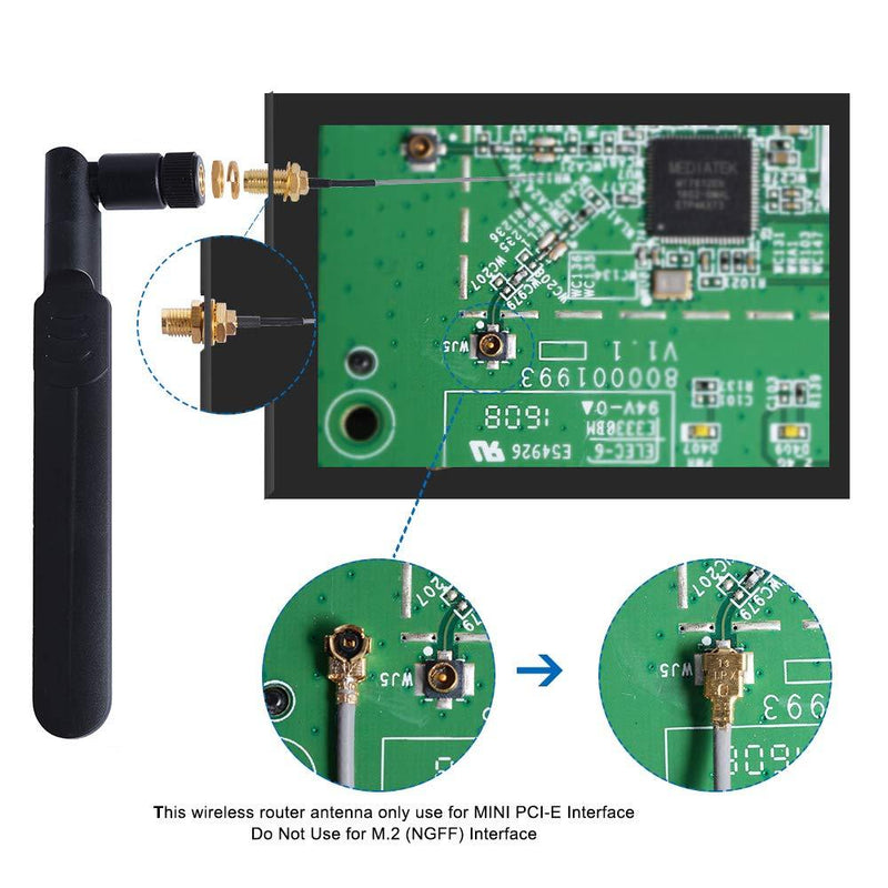2 x 8dBi 2.4GHz 5GHz 5.8GHz Dual Band WiFi RP-SMA Male Antenna+2 x 35CM U.FL/IPEX to RP SMA Female Pigtail Cable for Mini PCIe Card Wireless Routers PC Repeater Desktop FPV UAV Drone PS4 Build