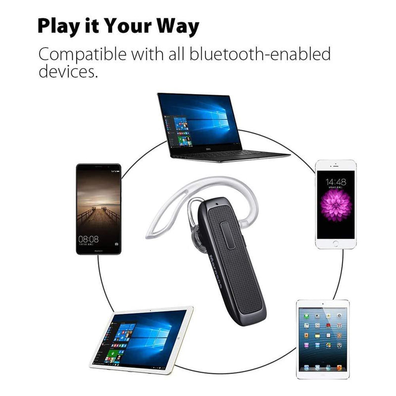 Bluetooth Headset, Marnana Wireless Bluetooth Earpiece with 18 Hours Playtime and Noise Cancelling Mic, Ultralight Earphone Hands-Free for iPhone iPad Tablet Samsung Android Cell Phone Call-Upgraded Black