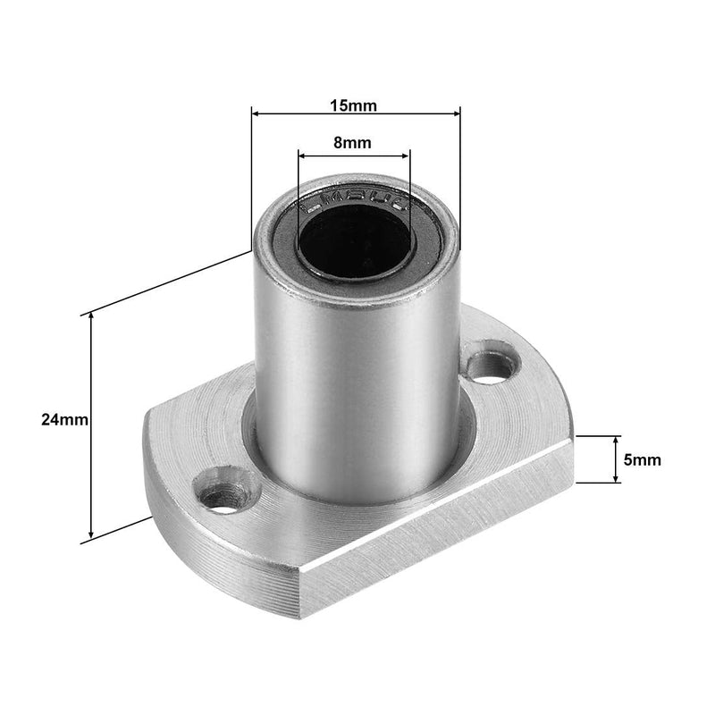 uxcell LMH8UU Two Side Cut Flange Linear Ball Bearings, 8mm Bore Dia, 15mm OD, 24mm Length (Pack of 2)