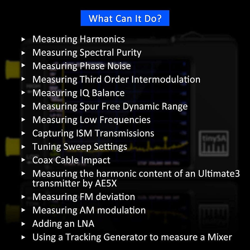 Portable tinySA Spectrum Analyzer - AURSINC Hand Held Frequency Analyzer 2021 Upgraded V0.3.1 | 100kHz to 960MHz MF/HF/VHF UHF Input | ESD Protected Function & 2.8 inch Touchscreen | Signal Generator