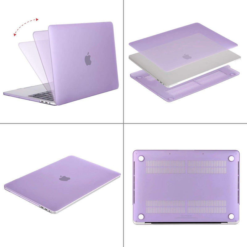 MOSISO Compatible with MacBook Pro 13 inch Case 2016-2020 A2338 M1 A2289 A2251 A2159 A1989 A1706 A1708, Plastic Case&Marble MO-MBH216 Vertcal Bag&Keyboard Cover&Screen Protector&Pouch,Light Purple