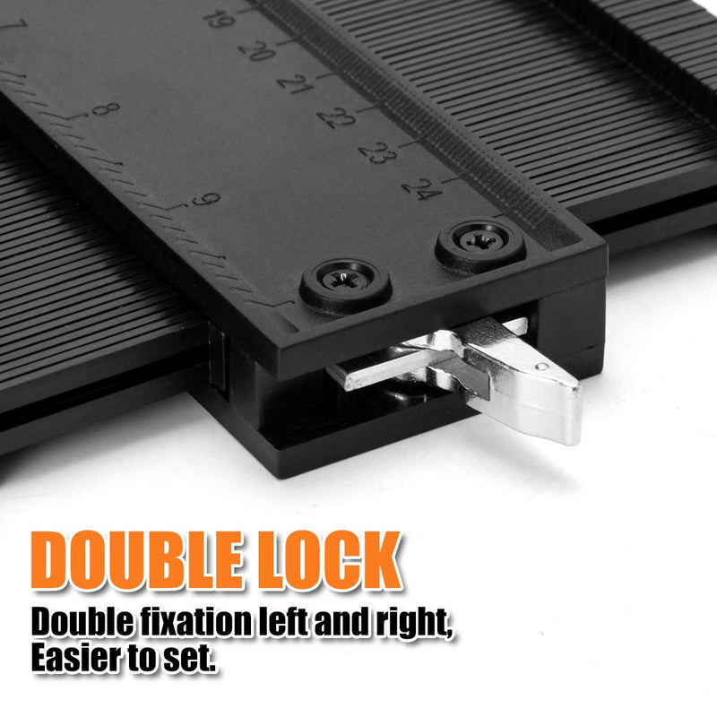 Saker Connection Profile Gauge-Adjustable Lock-Must Have Tool for DIY Handyman, Construction (5+10 INCH, BLACK+BLACK) 5+10 INCH