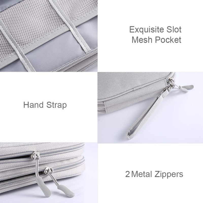 DDgro Electronics Travel Organizer, Waterproof Tech Accessories Pouch Bag for Keeping Certificates/Charger/Power Bank/Cables/Mouse/Earphone/studentsâ€™ stationeries Organized (Small, Light Gray) Small Light Grey