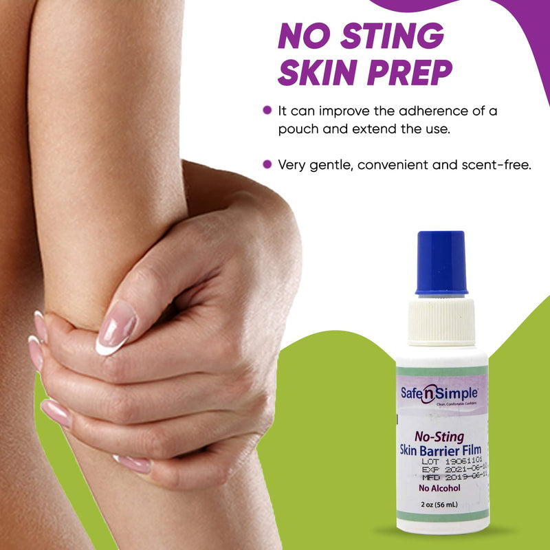 Safe n' Simple No Sting Barrier Film Spray, Odor-Free Pre Tape Spray, No-Alcohol Skin Prep Spray, 2 Ounce Spray Bottle, (SNS80792)