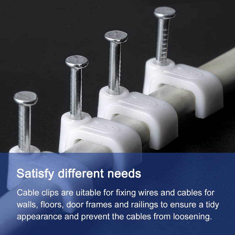 230Pcs Square Shape Cable Clips with Nails,White Wire Tacks with Nails,Cable Holder,Cable Management for Ethernet Cable Coaxial Cable,TV Wire Cable,Telephone Cable,Print Cable Square Cable Clips-230pcs