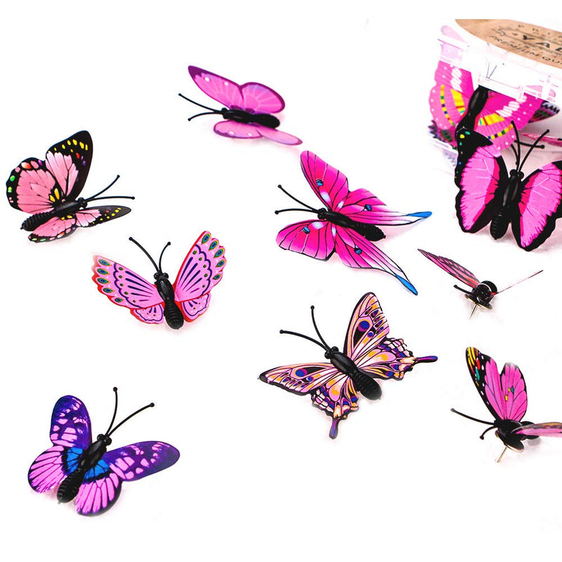 Yalis 12 Pcs Decorative Thumbtacks Pink Cute Pushpins for Feature Wall, Whiteboard, Corkboard, Photo Wall (Pink Butterfly) Pink Butterfly
