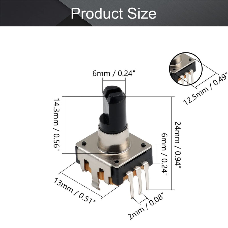 Fielect 360 Degree Rotary Encoder Code Switch Digital Potentiometer EC12 7 Pins 14.3mm Shaft Orange 5Pcs