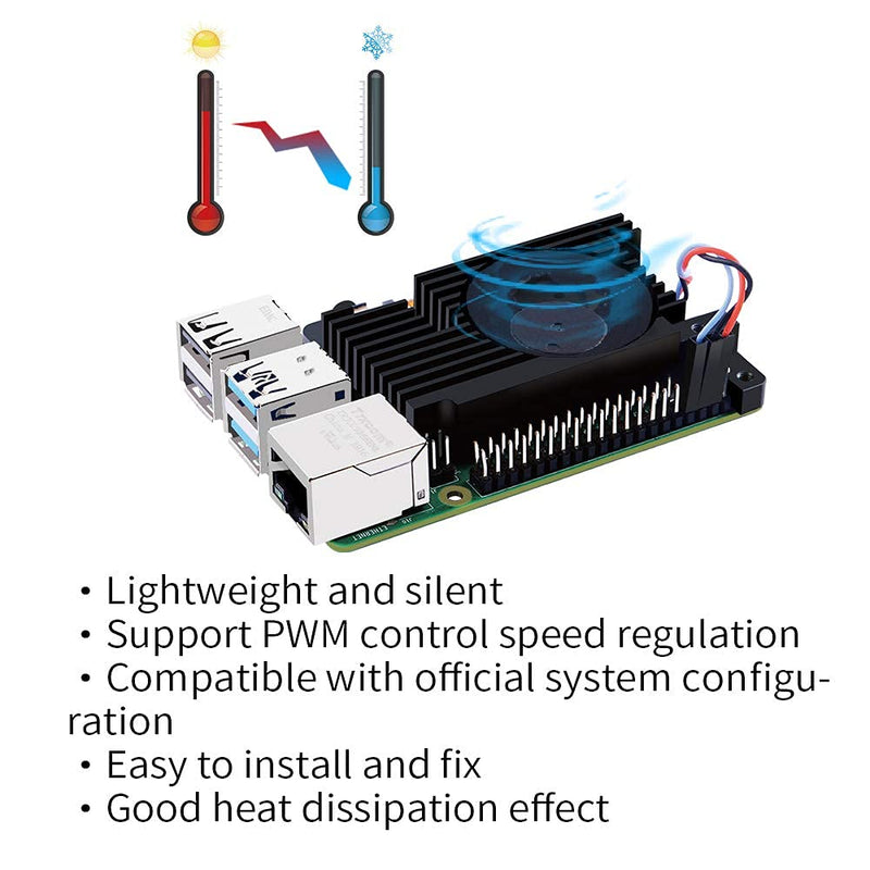 GeeekPi Raspberry Pi 4 Aluminum Heatsink with PWM Controllable Fan, Raspberry Pi 4 Armor Lite Heatsink with PWM Speed Control Fan for Raspberry Pi 4 Model B