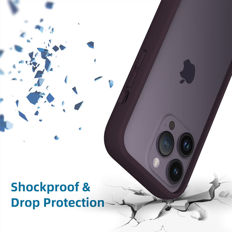 K TOMOTO Compatible iPhone 14 Pro Bumper Case (6.1 Inch), Liquid Silicone Bumper Case [Shock-Absorb] [Raised Edge Protection] [Drop Protection] [Silky and Soft Touch] Frame Bumper Case, Dark Purple Dark Purple