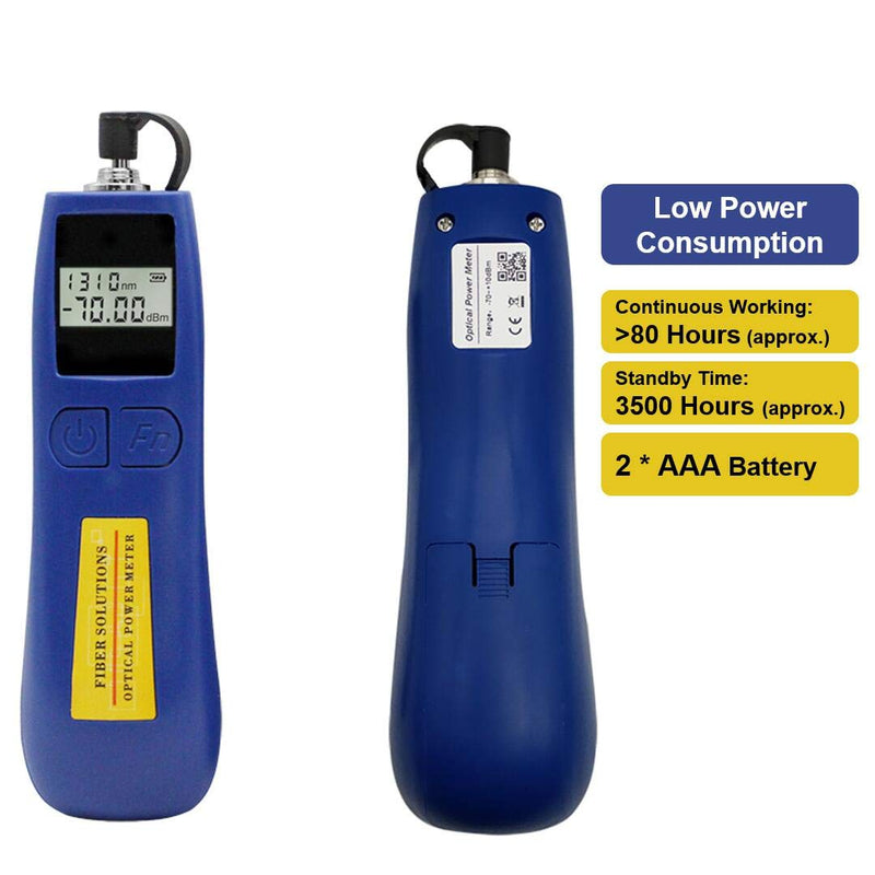 Qiirun Optical Power Meter -70~+10 dBm Fiber Light Meter for Testing 6 Calibrated Wavelengths, 68g Light Weighted -70~+10dBm OPM