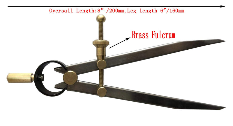 Precision Spring Divider Caliper Rapid Adjust Compass-Flat leg (6"/150mm) 6"/150mm