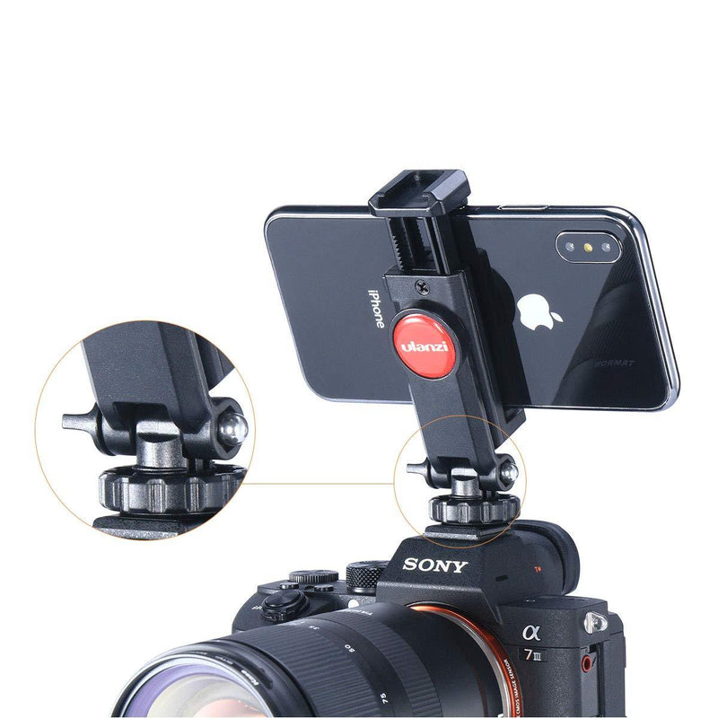 ST-06 Camera Hot Shoe Phone Tripod Mount Adapter 360 Rotation Phone Holder with Cold Shoe for Mic Light Stand Compatible with Canon Nikon Sony DSLR for DJI Ronin SC Gimbal Stabilizer