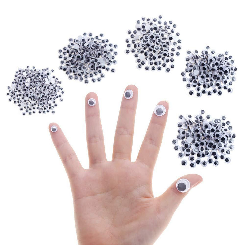DECORA 1000pcs Round Plastic Black Googly Wiggle Eyes Self-Adhesive Wide Variety Assorted Sizes 1000pcã€€ï¼–ï¼ï¼‘ï¼’ï½ï½