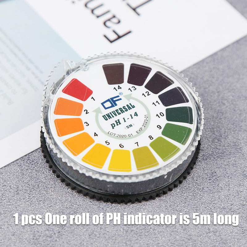 WeddHuis 1 roll of pH test strips 5 m/roll, measuring range 0-14, pH paper drinking water on a roll, litmus indicator universal paper acidification body determination pH value acid test