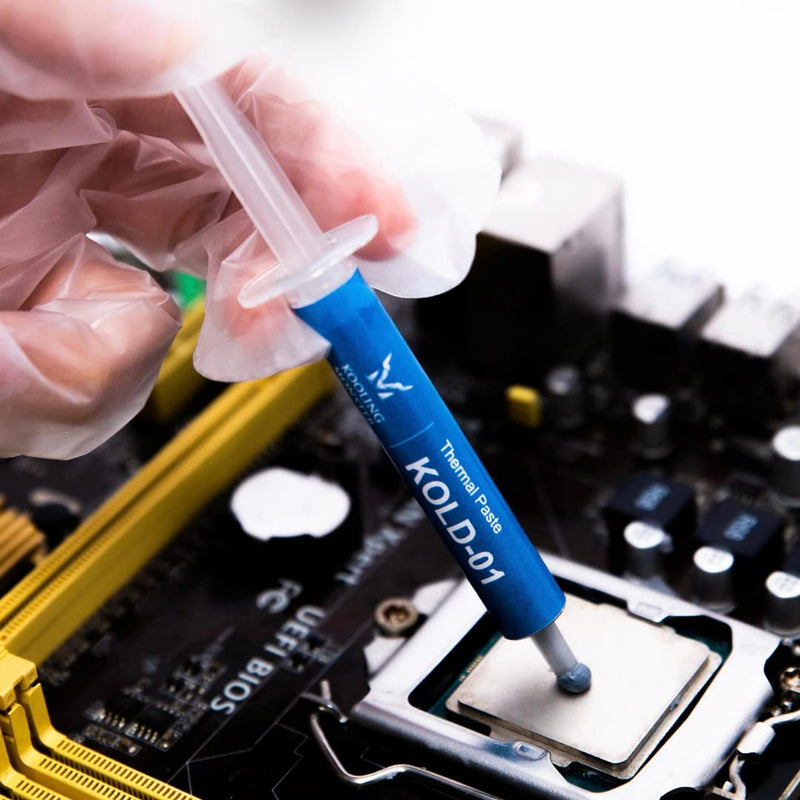 Kooling Monster KOLD-01, High Performance Silicone Thermal Paste for Cooling All CPU/Heatsinks, Silicone Paste Designed for Easy Spreading, Inc. Gloves & Cleaning Wipes, No Odor (0.7ml/1.8g) 0.7ml/1.8g